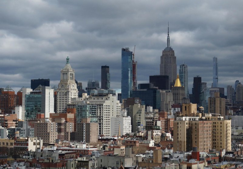 Clouds fill the sky behind the Empire State Building and the Manhattan skyline after a small earthquake hits parts of New York City and New Jersey on Friday, April 5, 2024. A 4.8 earthquake rattled New York City and the surrounding area Friday morning. The quake was centered near Lebanon, New Jersey, 40 miles west of New York City. Photo by John Angelillo/UPI