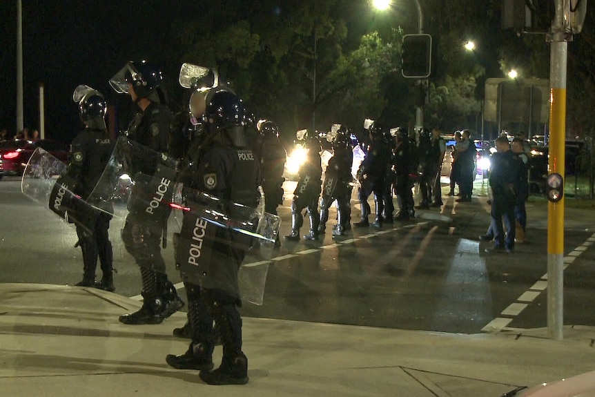 Riot police at Wakeley 150424 following a stabbing incident of a bishop while delivering mass