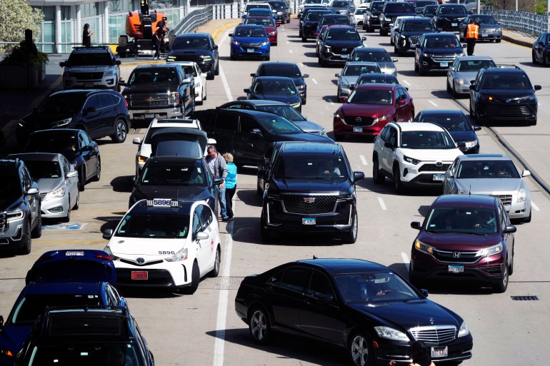 Heavy traffic is seen at O'Hare International Airport