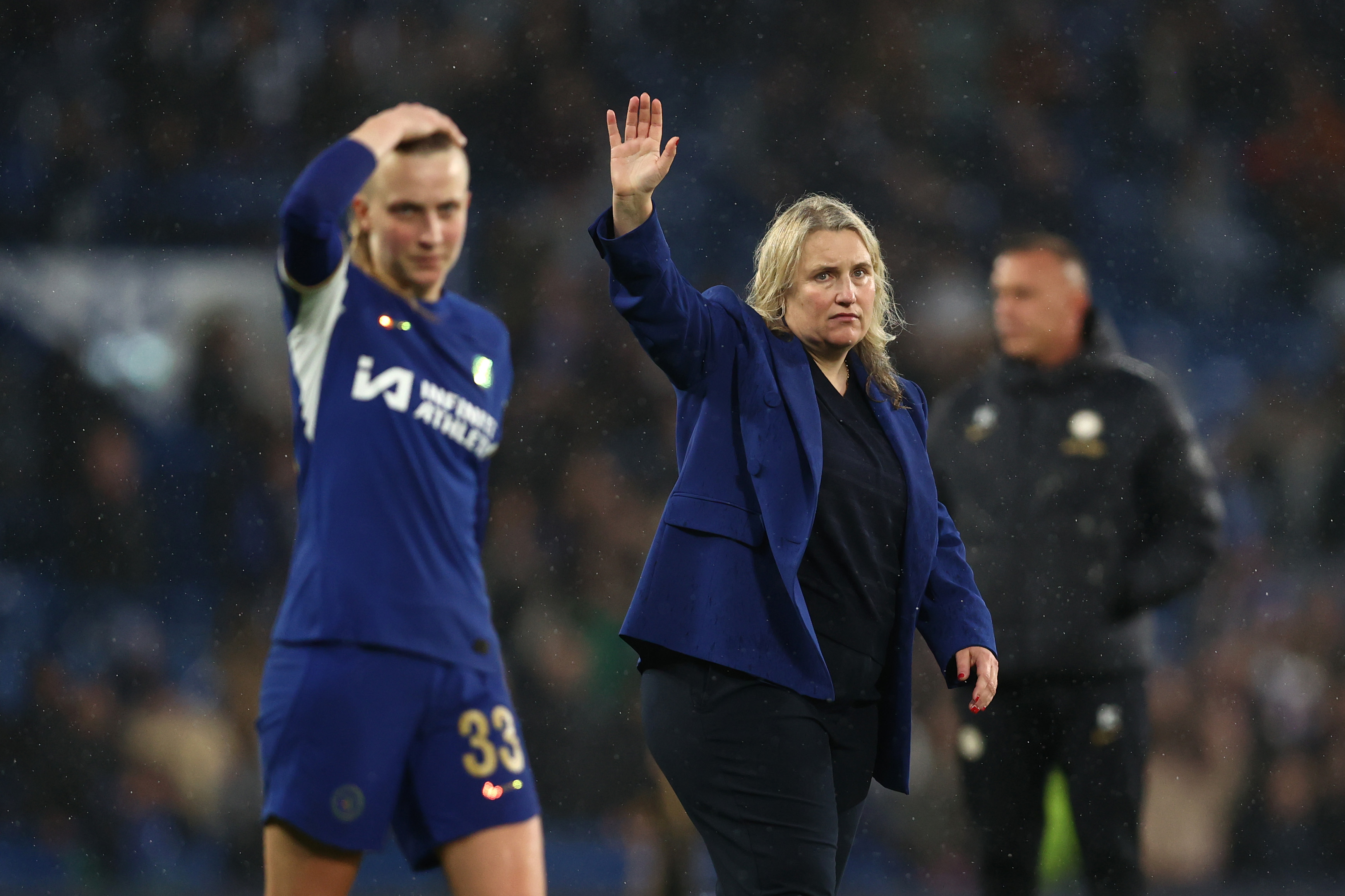 Emma Hayes and her players had their hopes of reaching the Champions League final ended by Barcelona