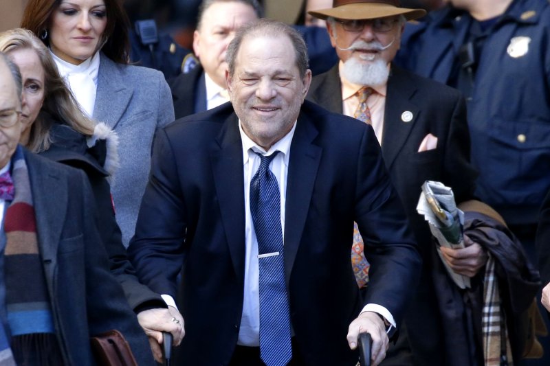 Film producer Harvey Weinstein was hospitalized Saturday just days after the New York Appeals Court overturned his 2020 rape conviction and ordered a new trial in a 4-3 decision. File photo by John Angelillo/UPI