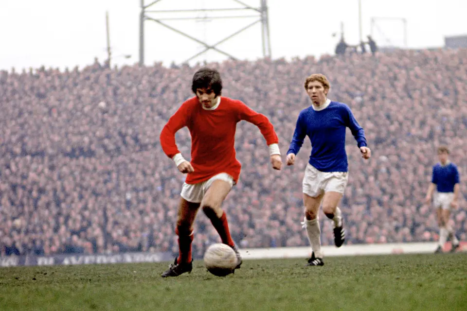 George Best leaves Alan Ball in his wake for Manchester United in 1970