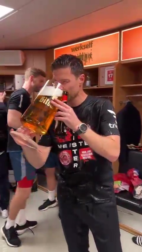 Xabi Alonso helped himself to a massive beer