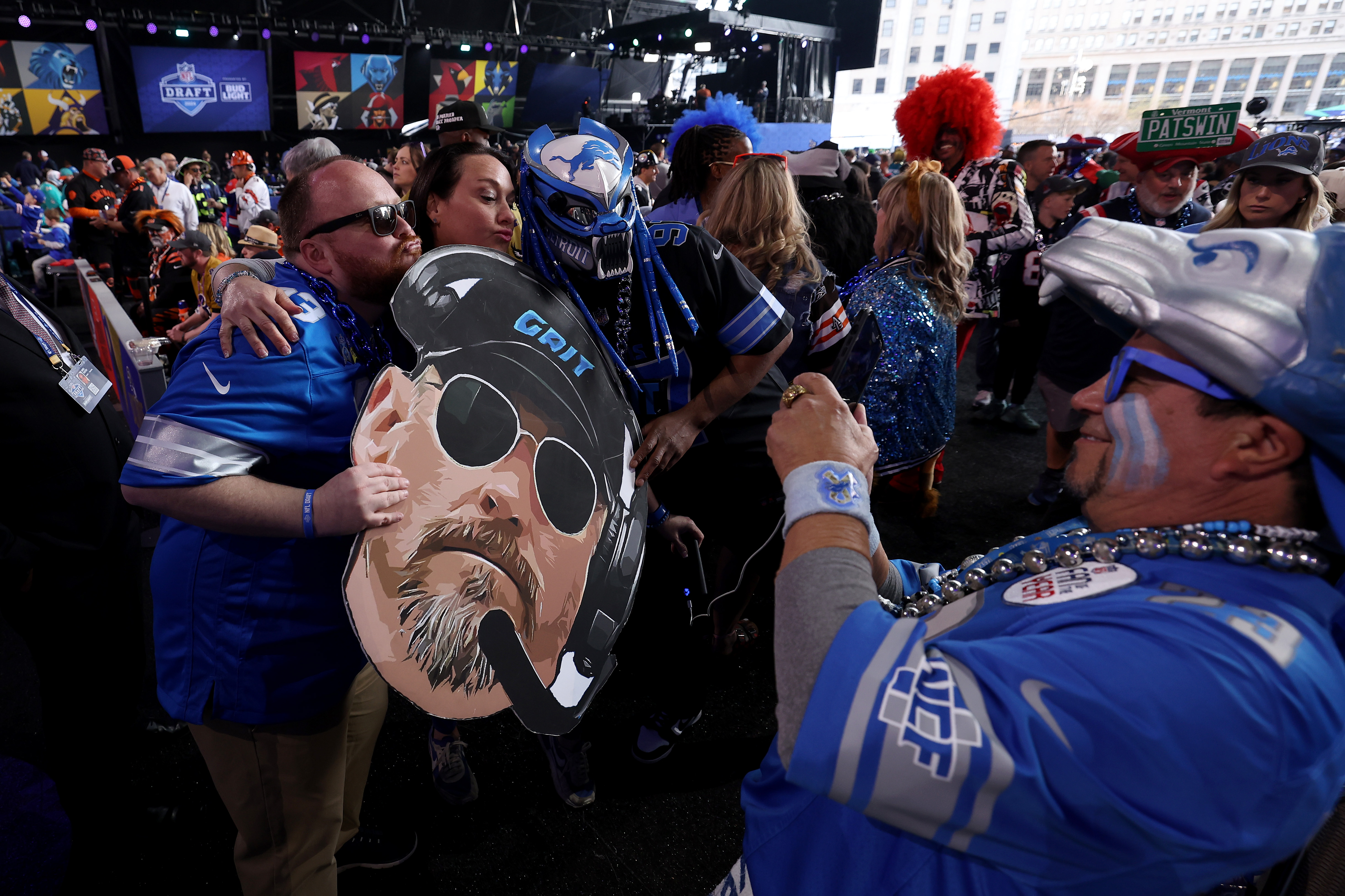 Lions fans gather prior to the first round of the 2024 NFL Draft