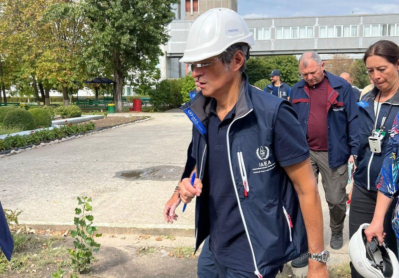 International Atomic Energy Agency Director-General inspects the Zaporizhzhia Nuclear Power Plant in Enerhodar, southeastern Ukraine on in September 2022. On Sunday, Rossi condemned a drone strike that damaged the facility. File Photo by IAEA Press Office/UPI