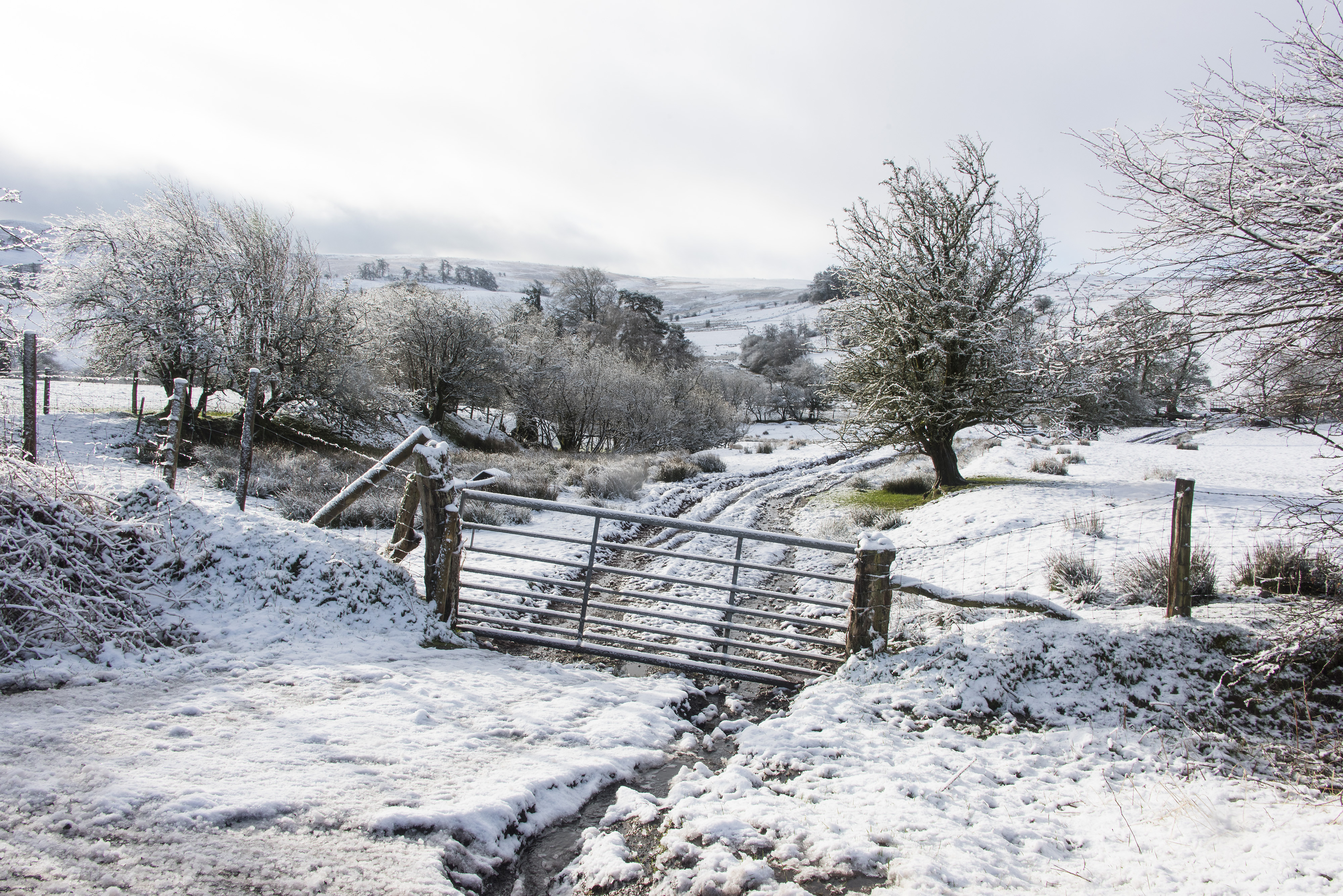 Snow in Builth Wells, Powys, Wales at the end of March last month