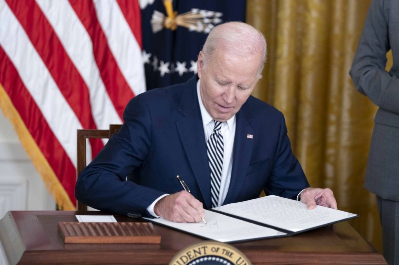 The White House on Monday detailed efforts U.S. federal agencies have taken under President Joe Biden's AI executive order signed in October. File Photo by Bonnie Cash/UPI