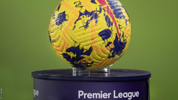 Premier League ball on a stand