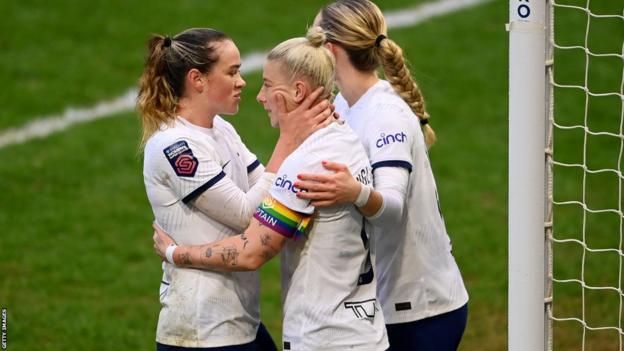 Beth England celebrates scoring against Manchester City in the Women's FA Cup quarter-finals