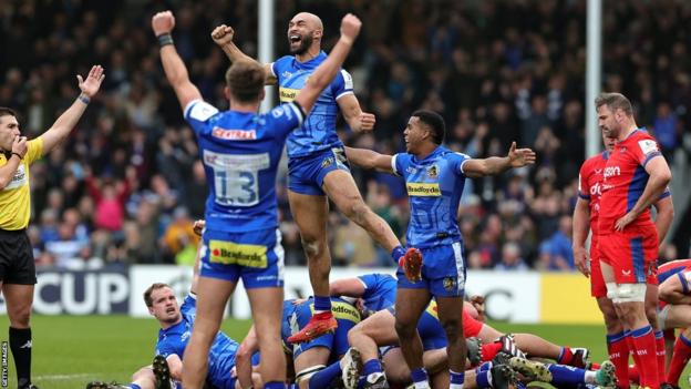 Exeter players celebrate