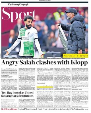 Sunday's Telegraph back page