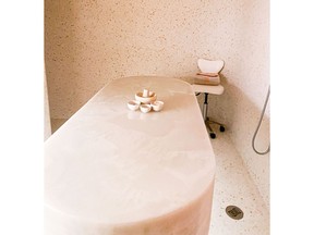 A wet-room treatment area for scalp treatments and body scrubs. Photographer: Sarah Rappaport/Bloomberg