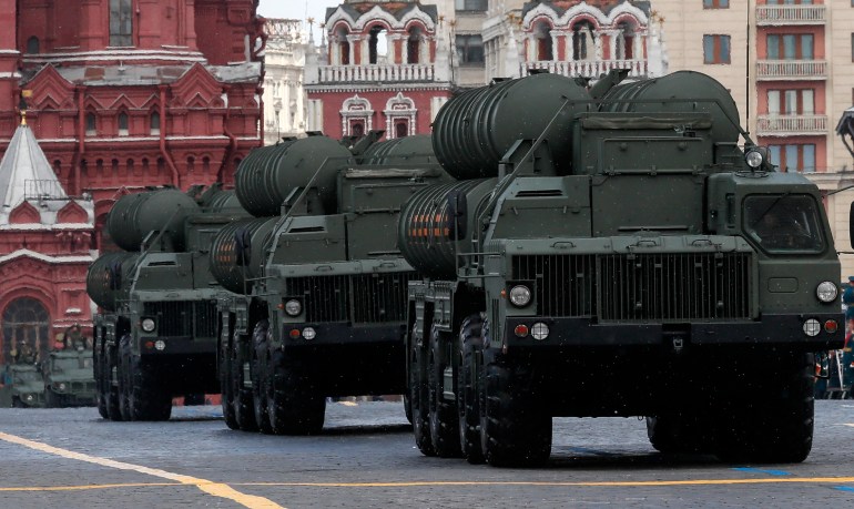 Russian S-400 Triumf mobile surface-to-air missile systems take part in the Victory Day military parade on the Red Square in Moscow, Russia