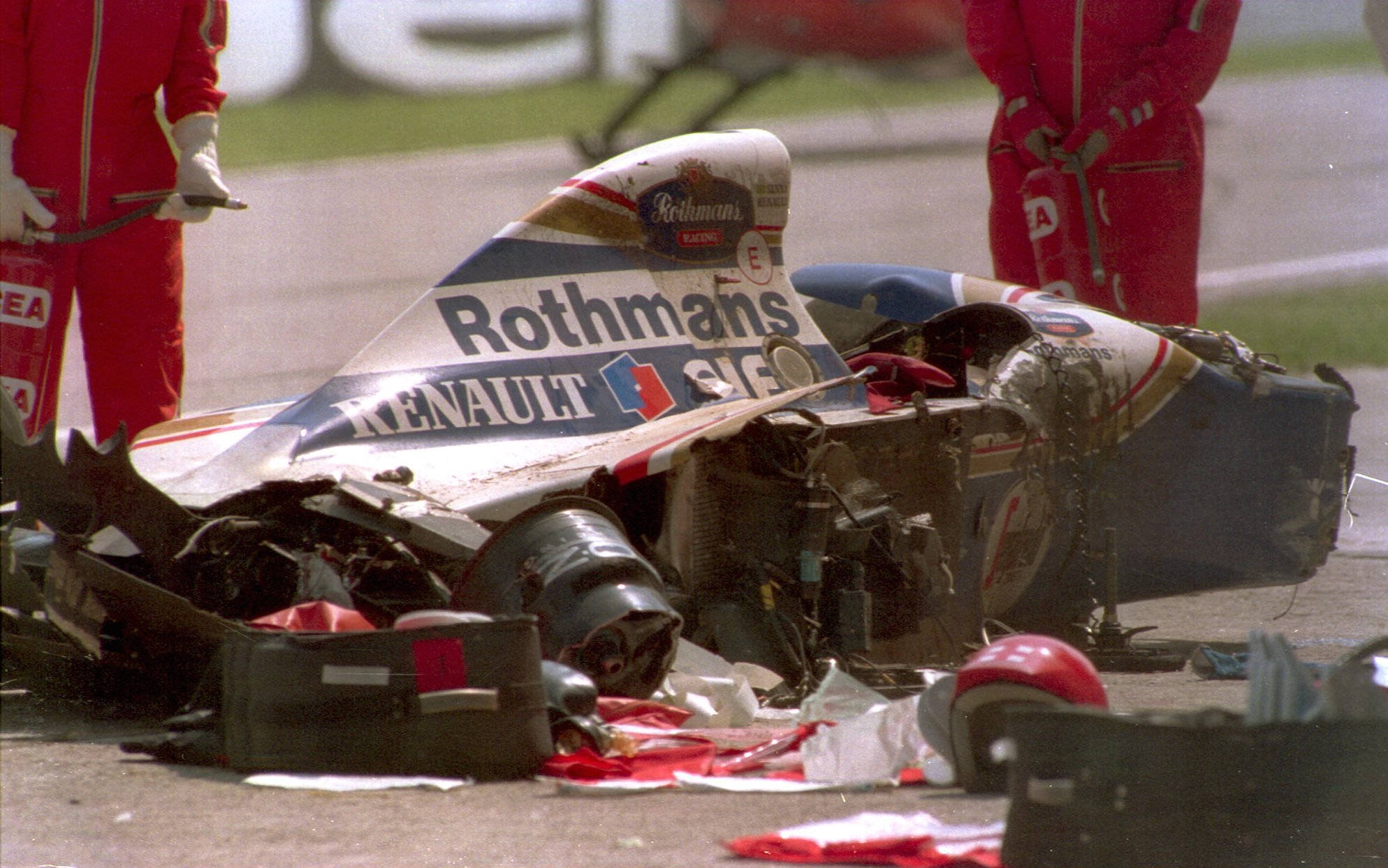 The wreck of Senna's car following his fatal crash