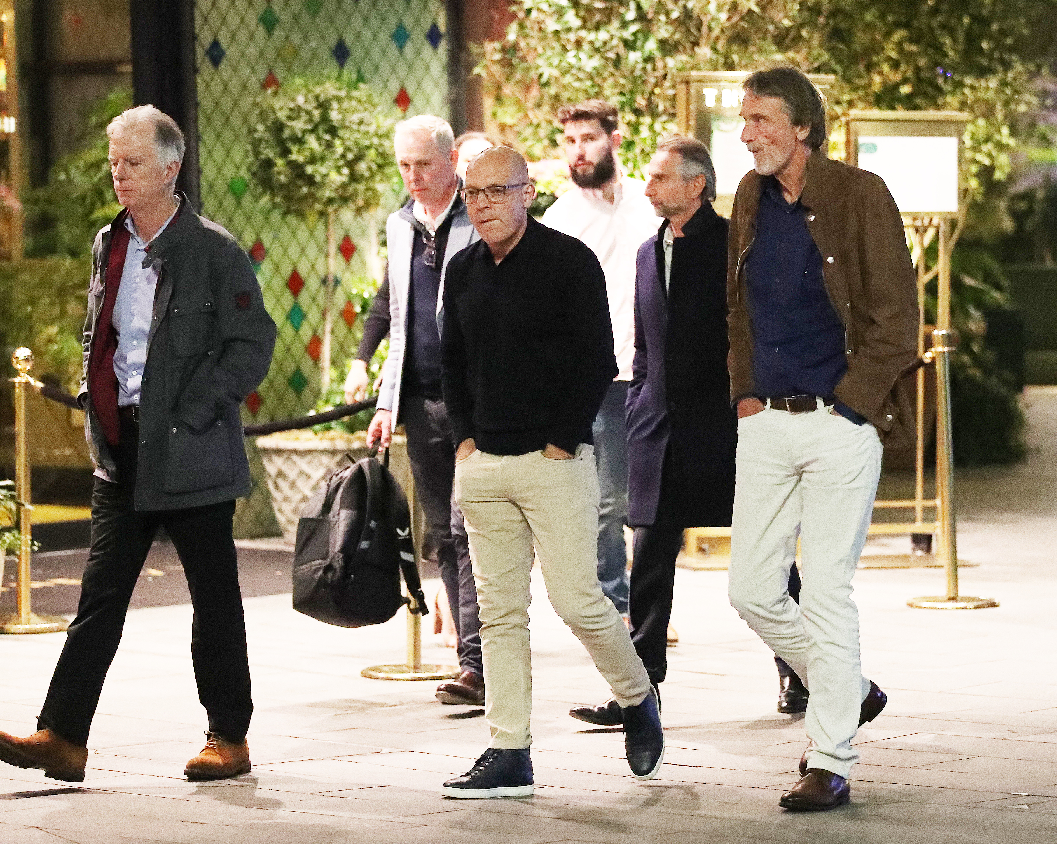 Brailsford (centre) and Ratcliffe (right) were spotted leaving the restaurant last night