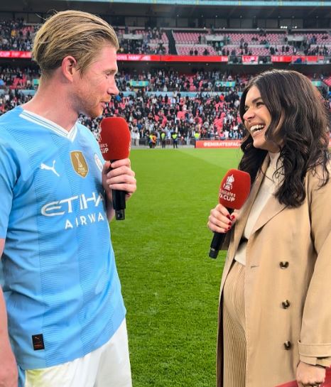 She talked with Kevin De Bruyne after the FA Cup semi-final