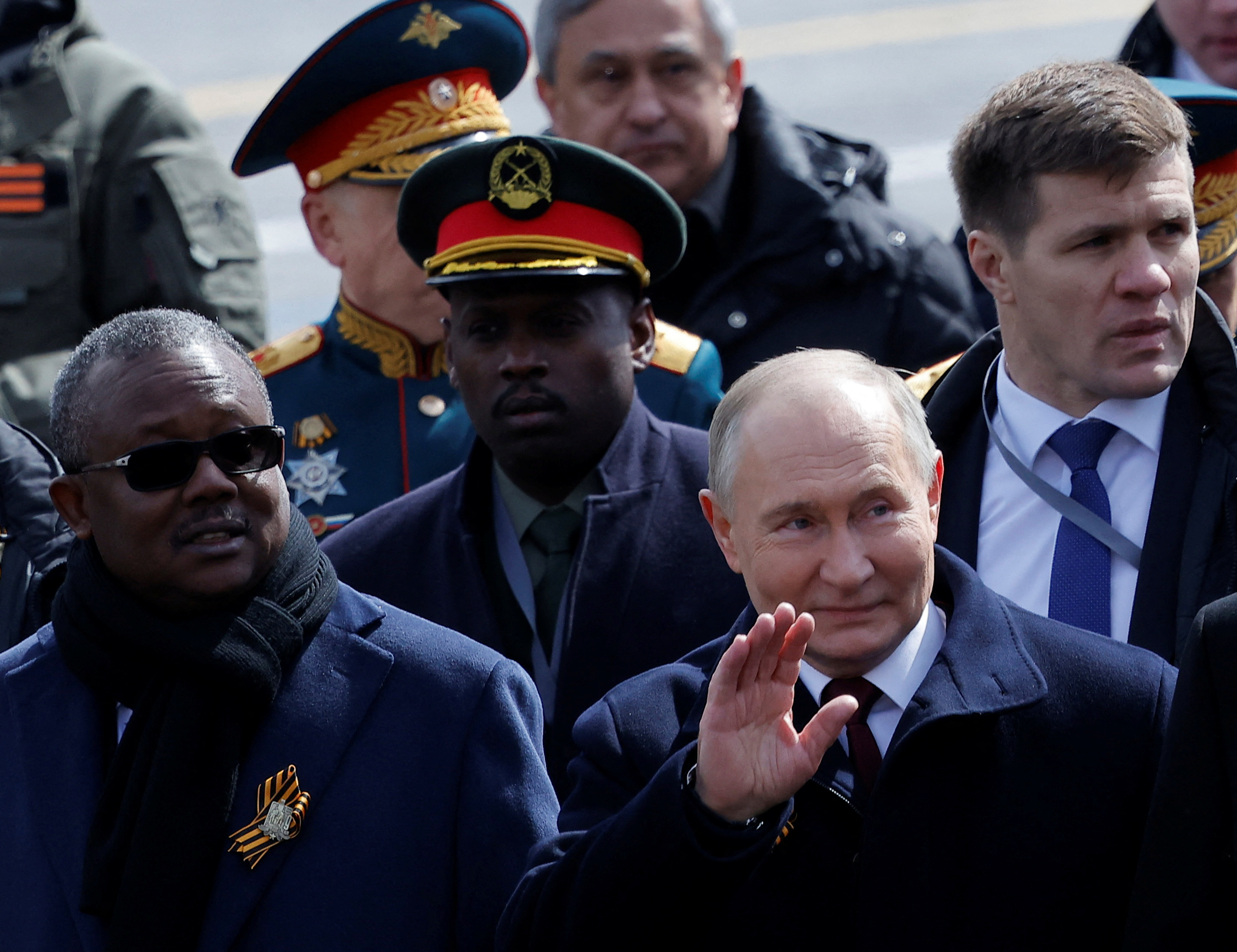 Vladimir Putin at the parade in Moscow's Red Square