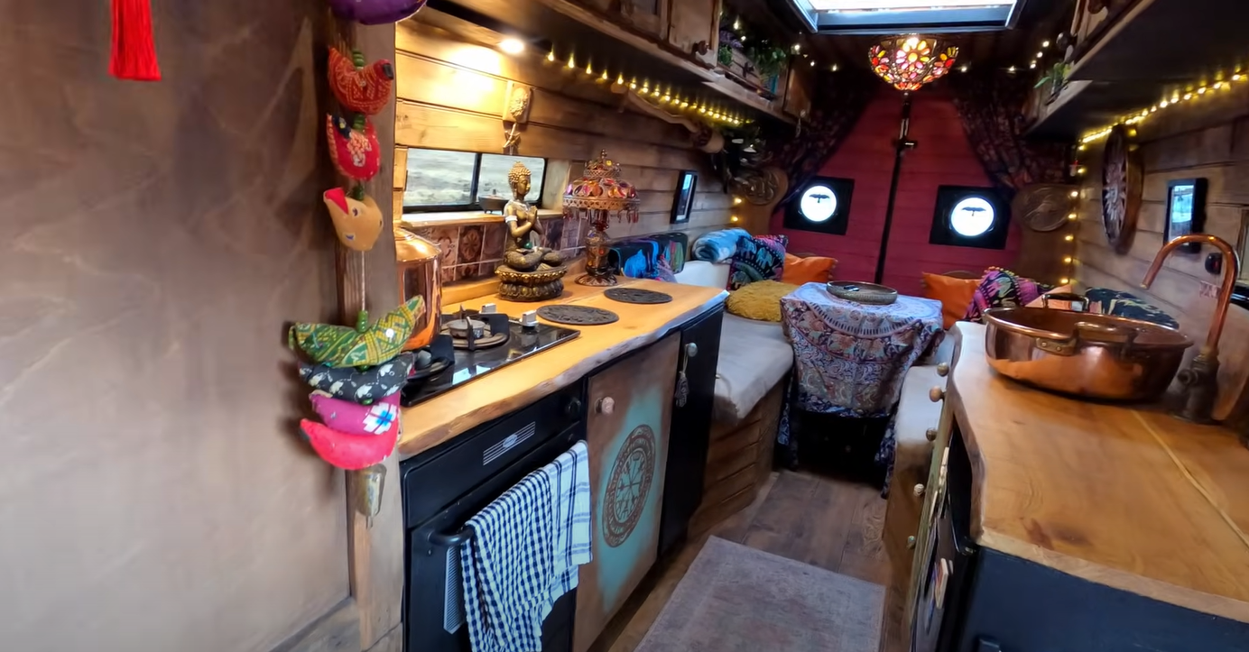 The inside has been decorated with a 'gypsy wagon feel'