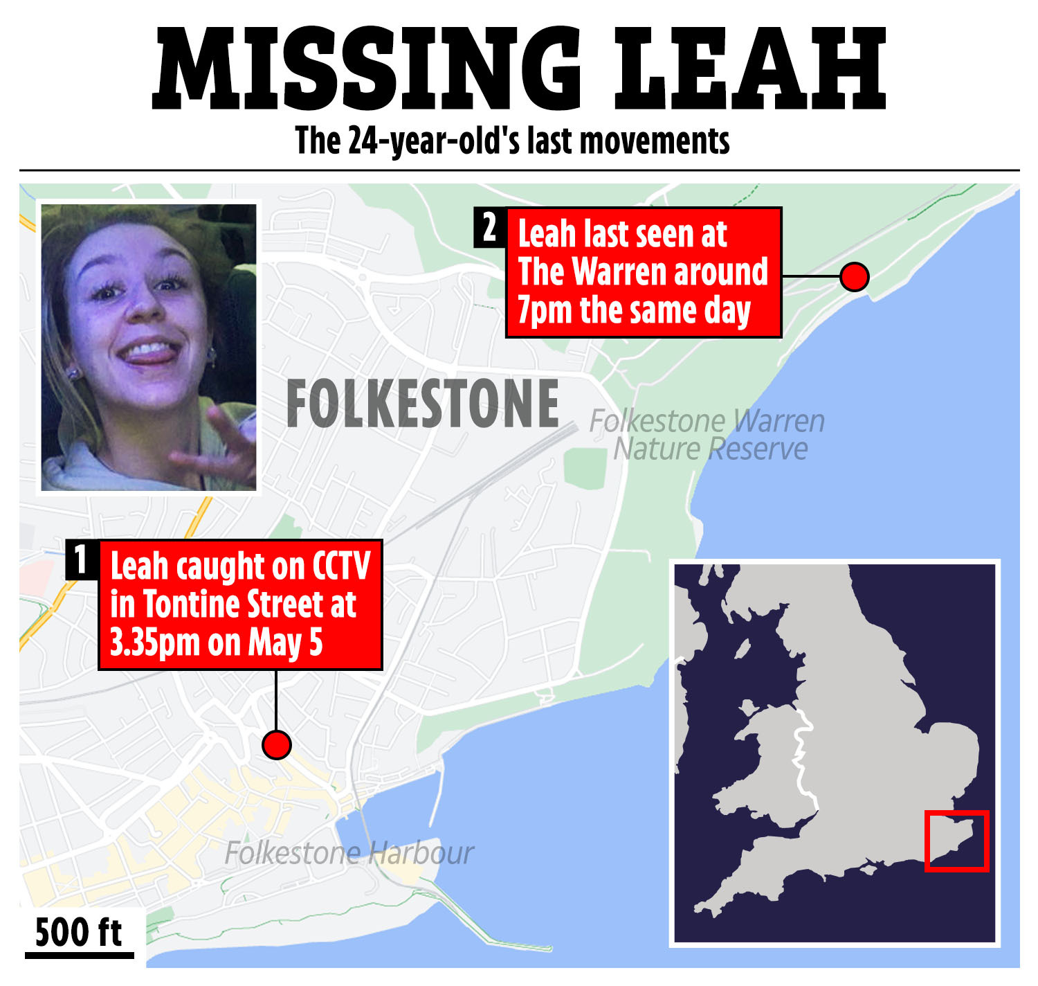 A map of Leah's last known movements