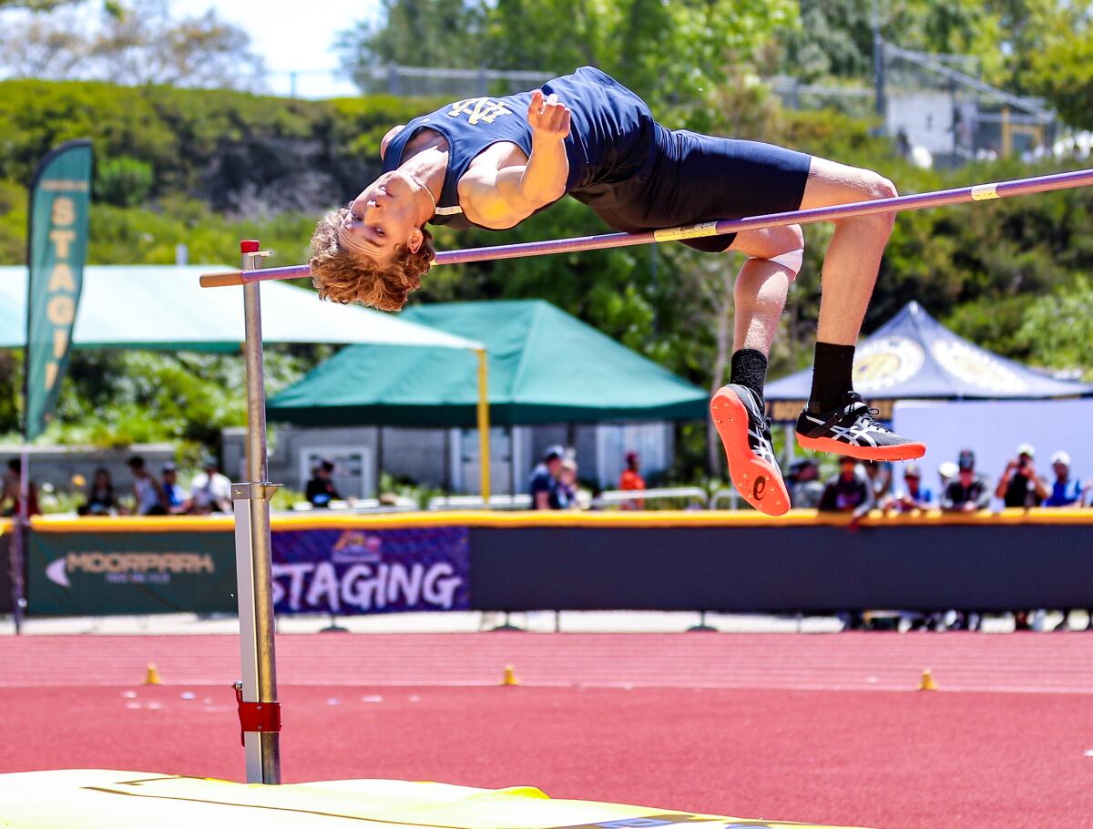 Sophomore JJ Harel of Sherman Oaks Notre Dame won the Southern Section Division 3 high jump with a record height.