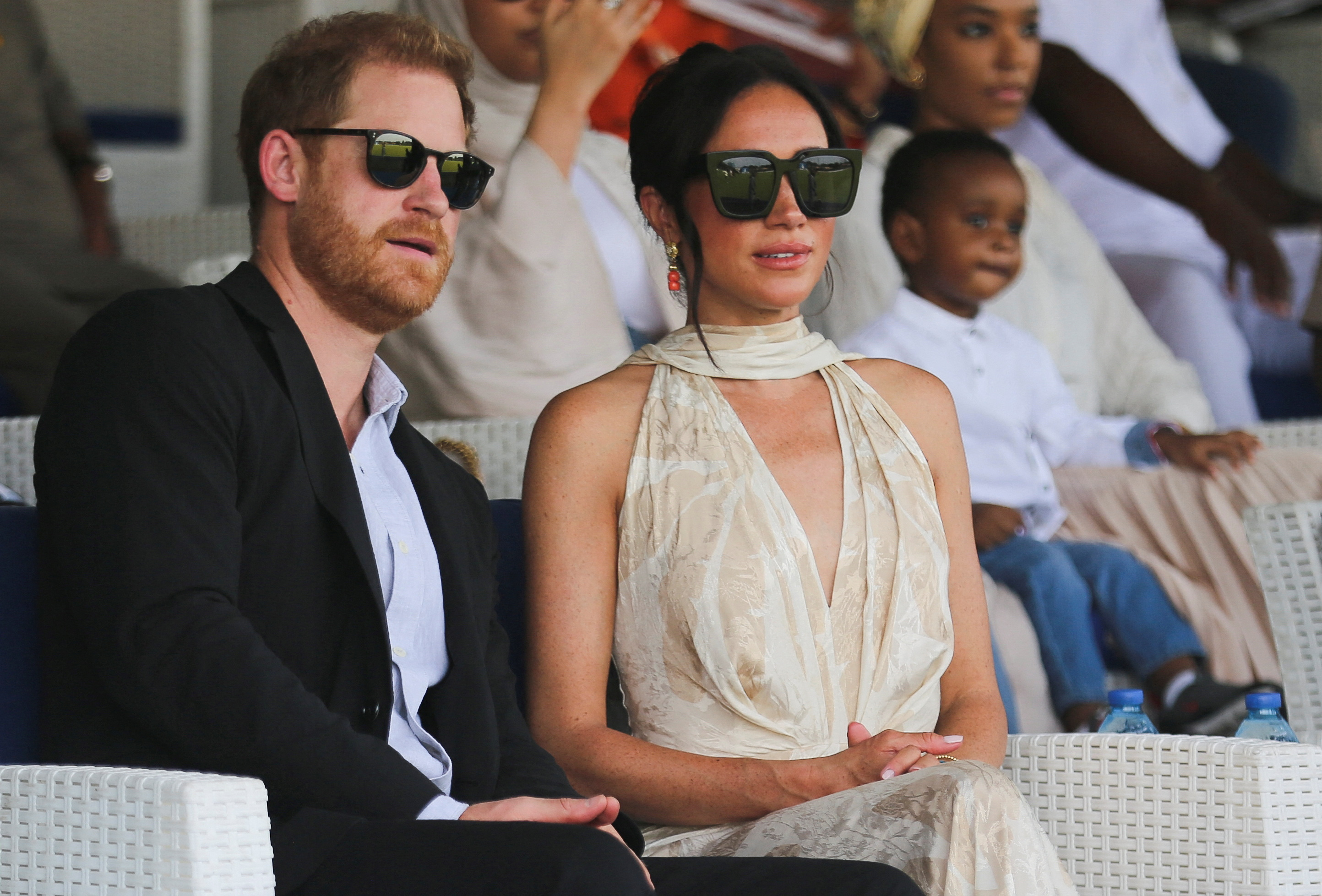 Harry and Meghan presented awards after the polo match