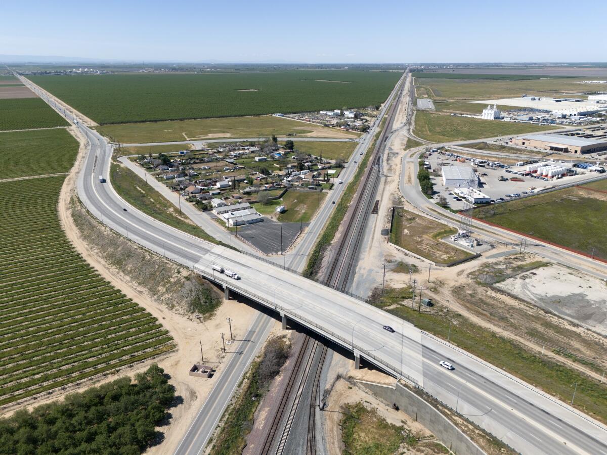 An industrial park amid farm land.