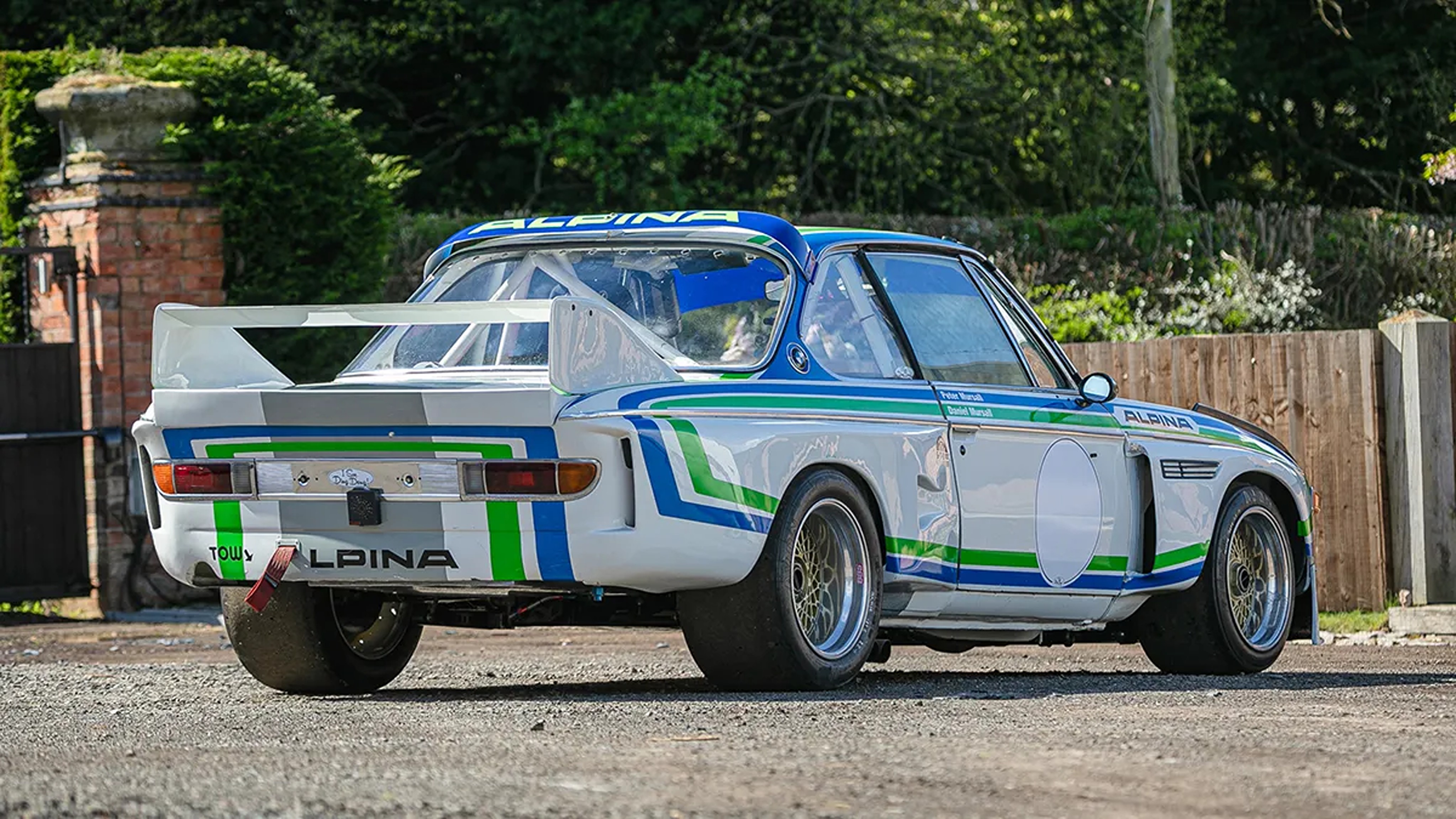 The 1973 BMW Batmobile has stayed in an impeccable condition in the last 50 years with white bodywork and blue and green racing stripes