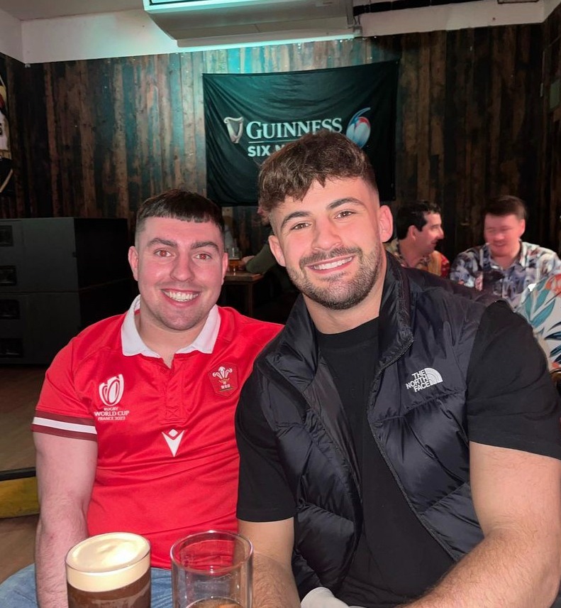 Welshman Ciaran, right, is a skilled rugby player