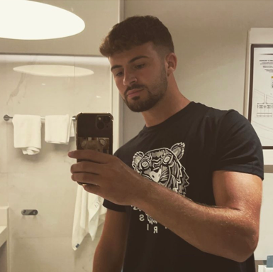 Ciarian shows off his guns in a recent selfie