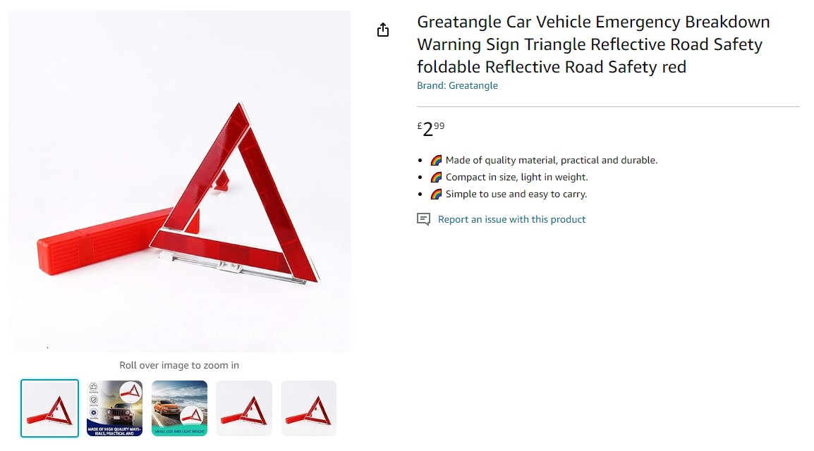 You can nab a reflective triangle for £2.99 from Amazon