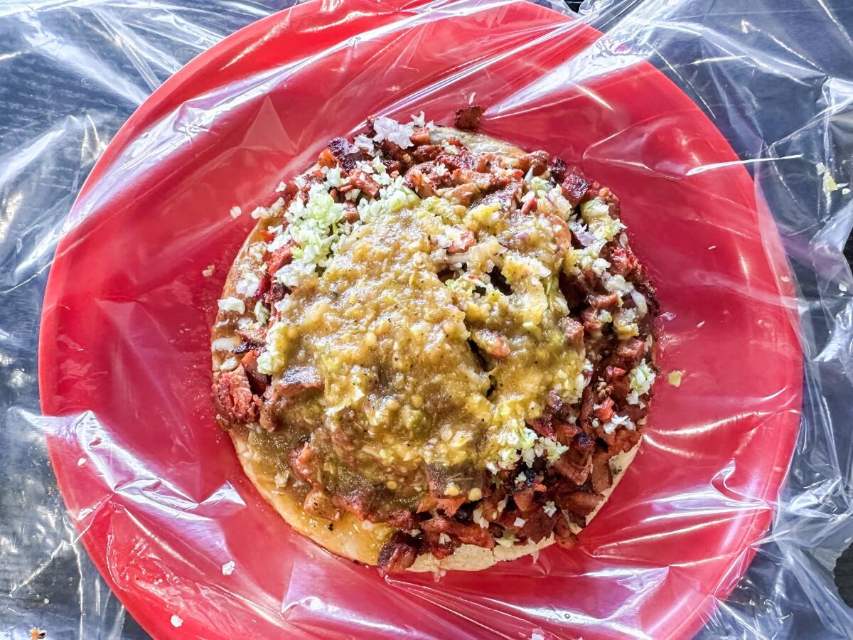 Pellizcada is one of the Sinaloa-style specialities on the menu at Tacos La Carreta in Whittier.