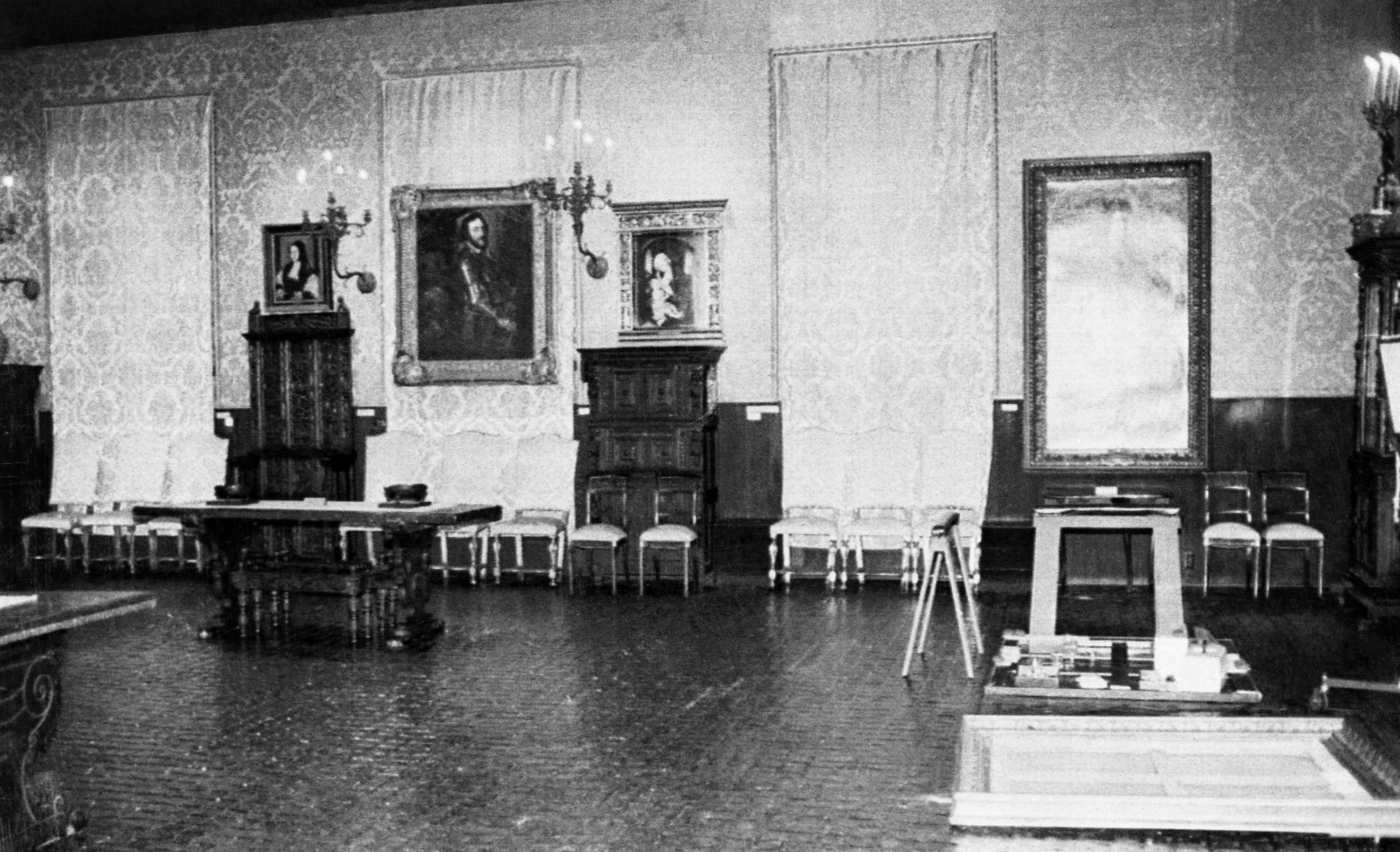 The Dutch room at the Isabella Steward Gardner Museum is seen in the aftermath of the heist