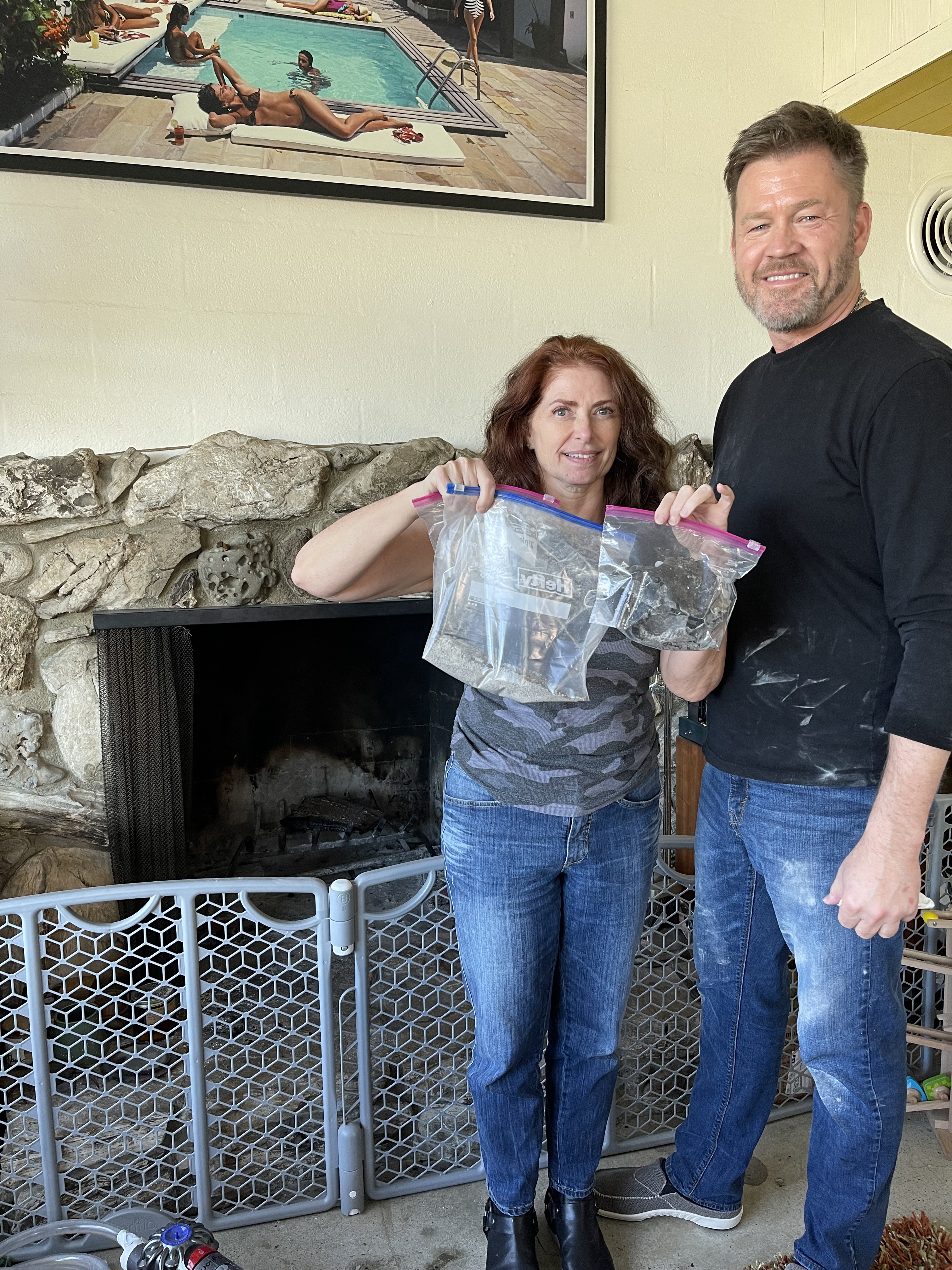 Eric Ulis and Stéphanie visited McDevitt's old Los Angeles home in search of evidence - they believe he may have burned the art in a fireplace in the living room