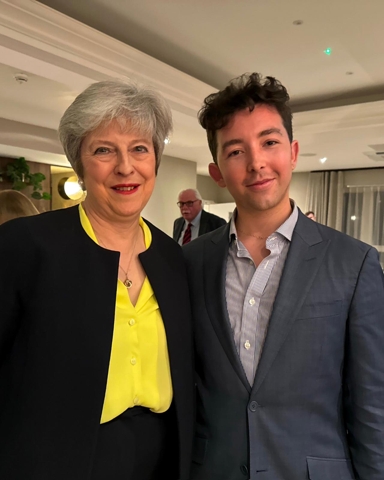 Former Prime Minister Theresa May with Ryan-Mark