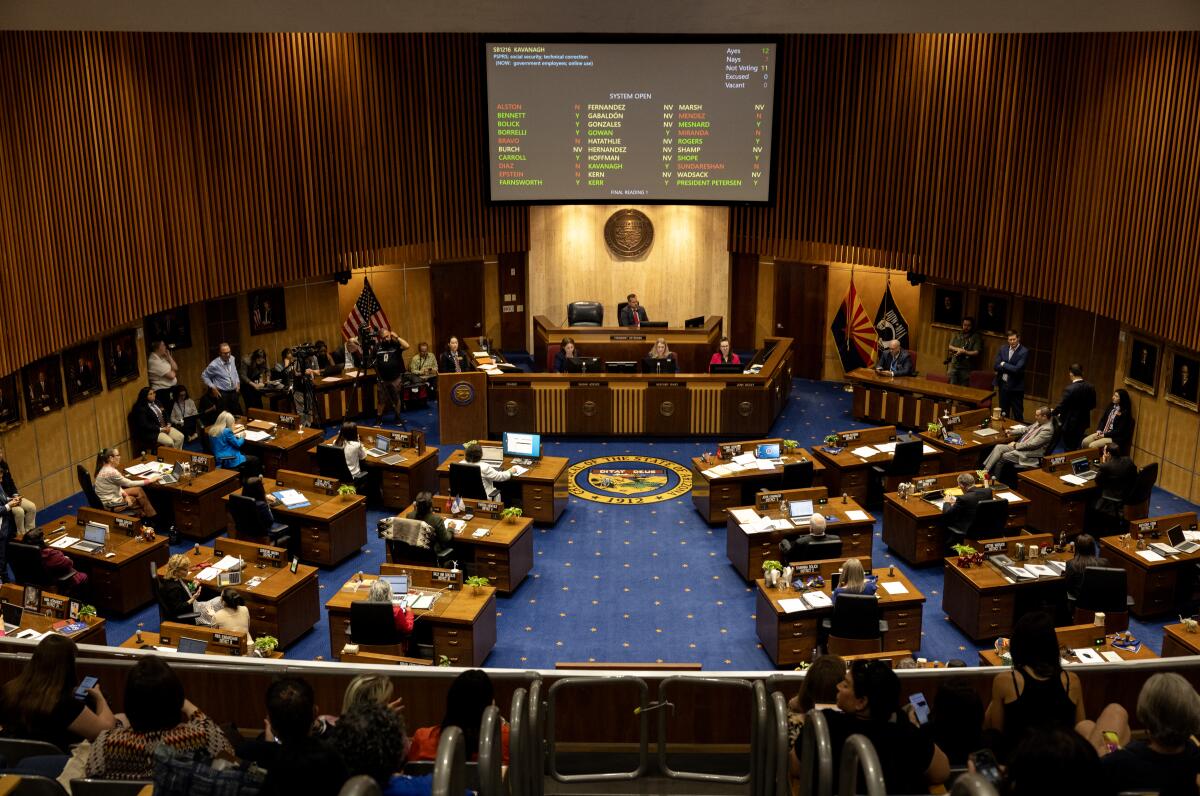 The Arizona Senate chambers in session on April 17 in Phoenix.