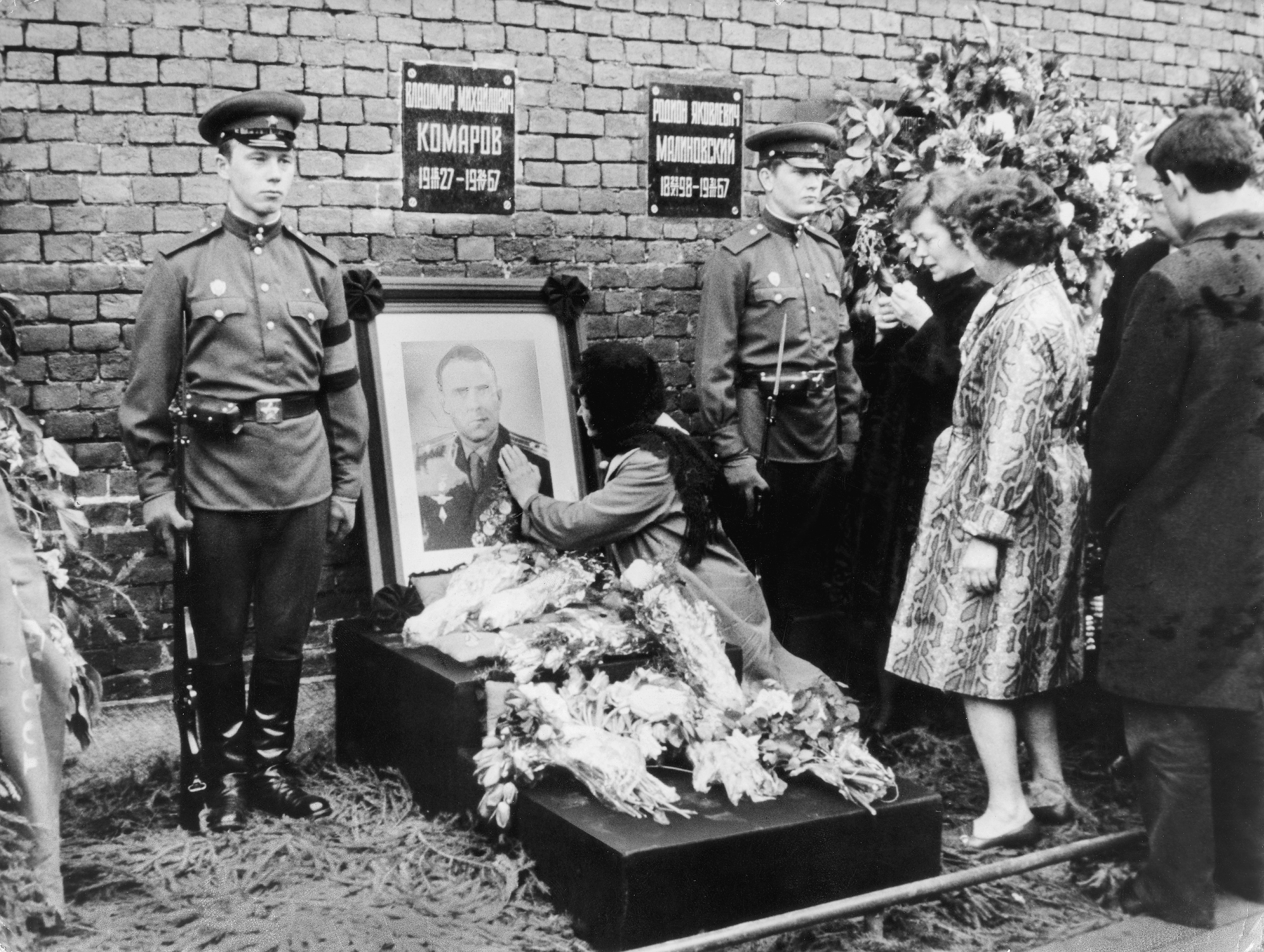 The cosmonaut was given a huge state funeral in Moscow with his remains being interred in the Kremlin Wall