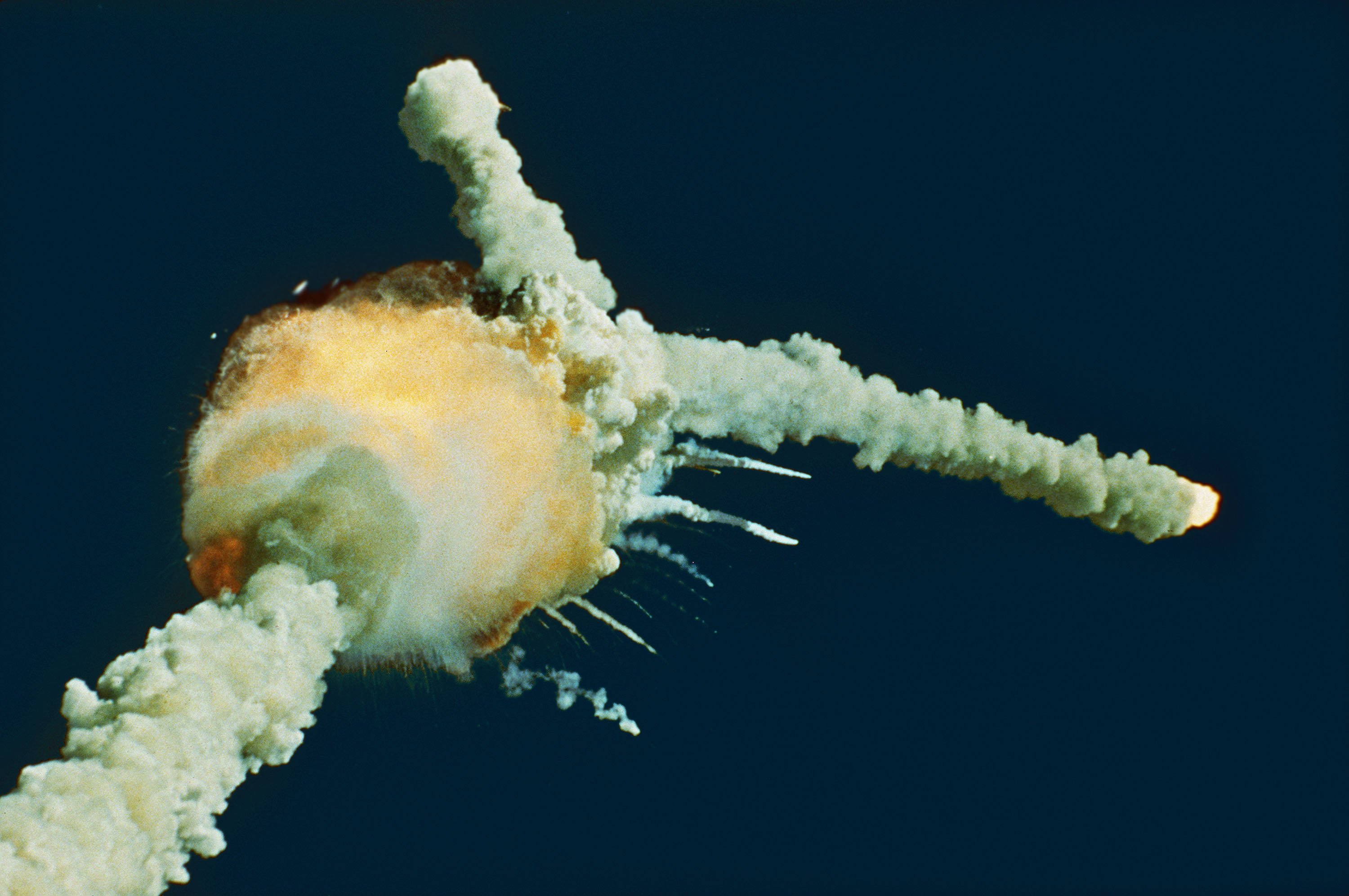 All seven astronauts died tragically when the Challenger exploded in the sky just 73 seconds into the flight on live television