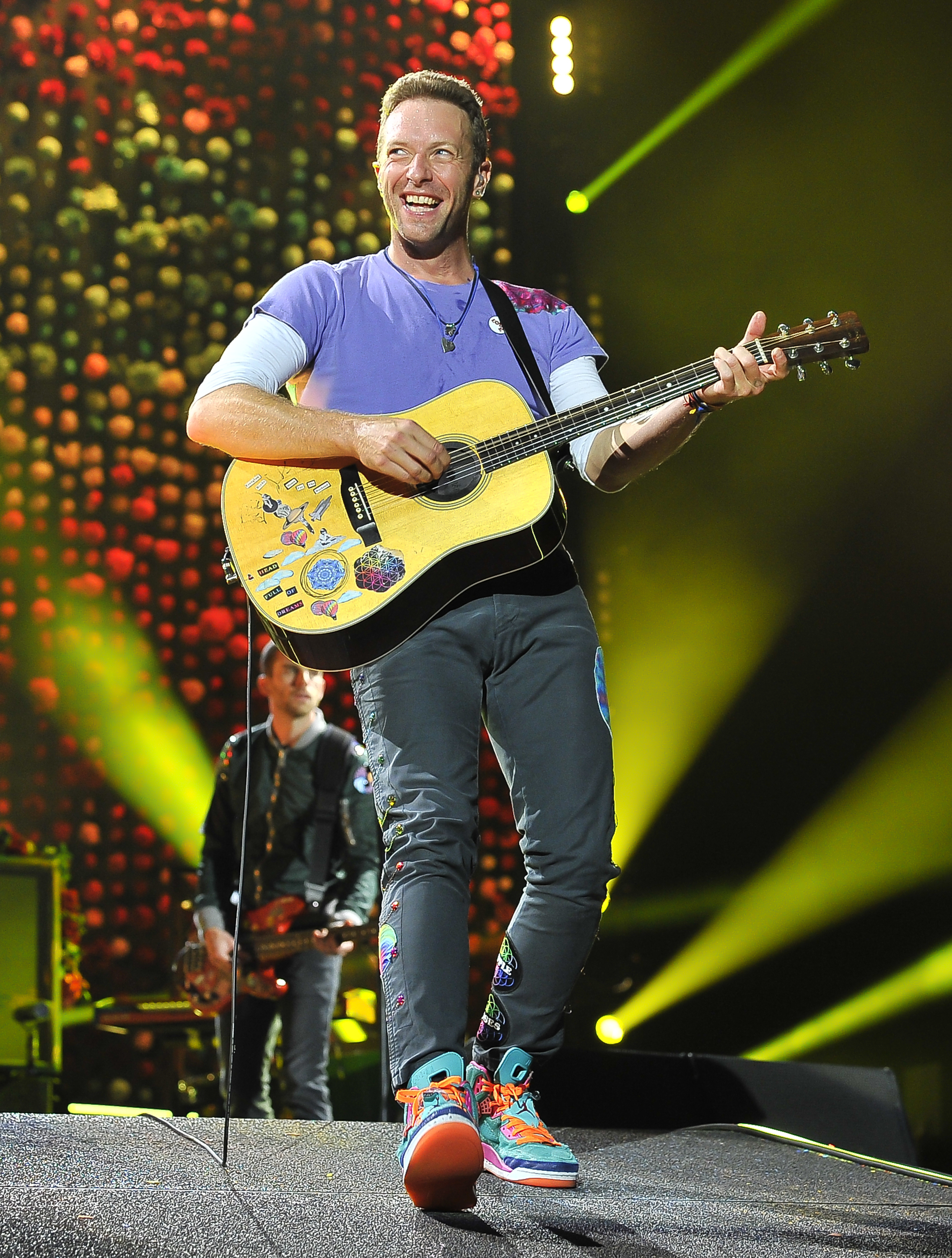 It is hoped that Little Simz will join the band during their Sunday night set, pictured frontman Chris Martin