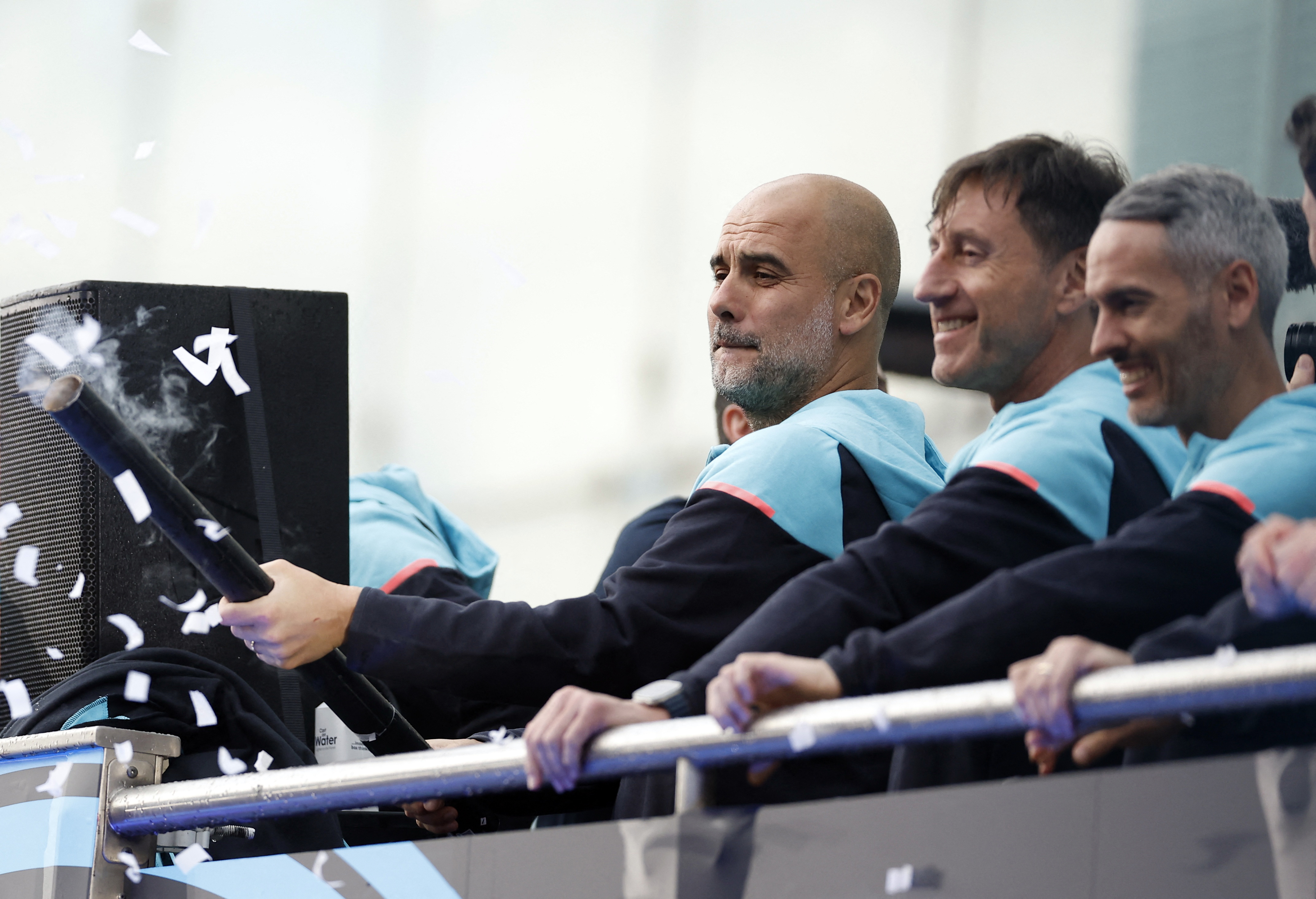 City boss Pep Guardiola get in on the action