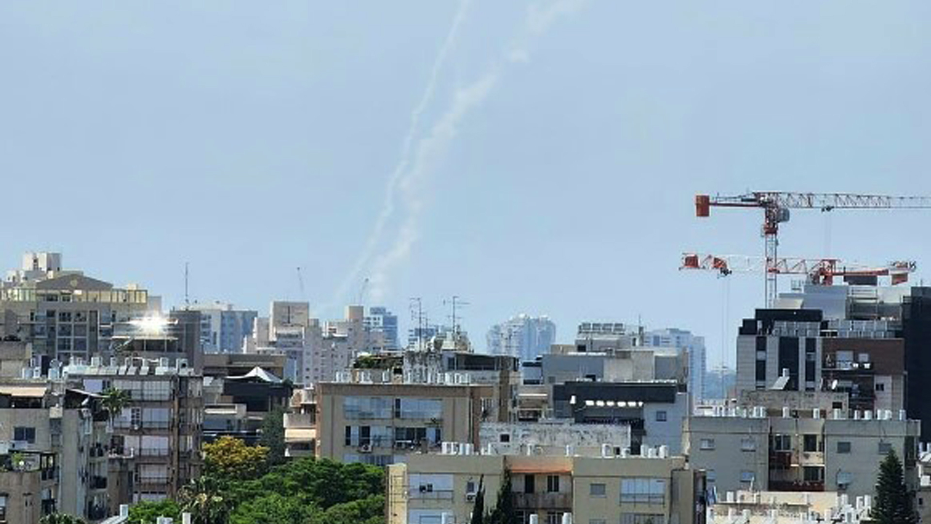 Rocket sirens were set off across Tel Aviv as the missiles flew overhead