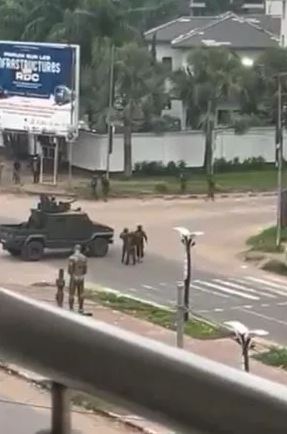 Armed Congolese guards patrolling the streets during the brief coup