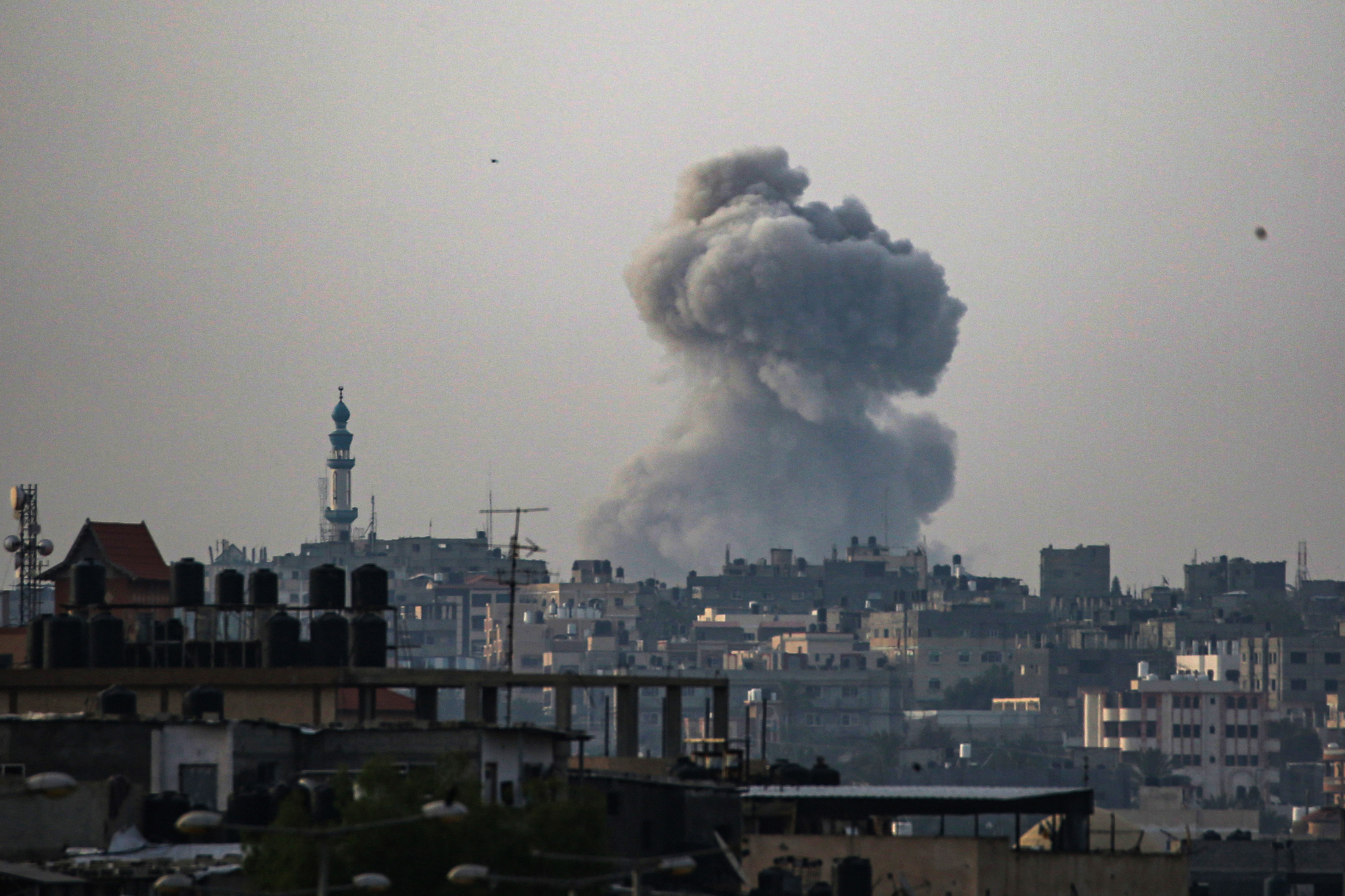 Smoke billows during continued Israeli bombardment in eastern Rafah