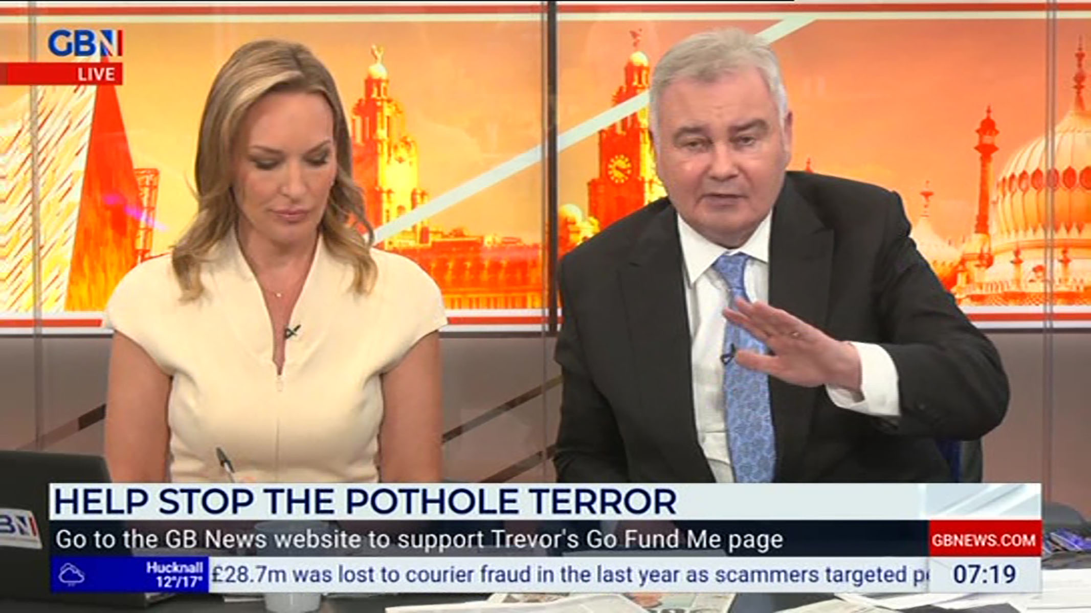 Eamonn returned to hosting GB News on Tues morning