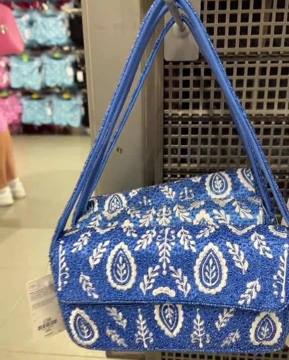 There's also a blue and white beaded bag for £16