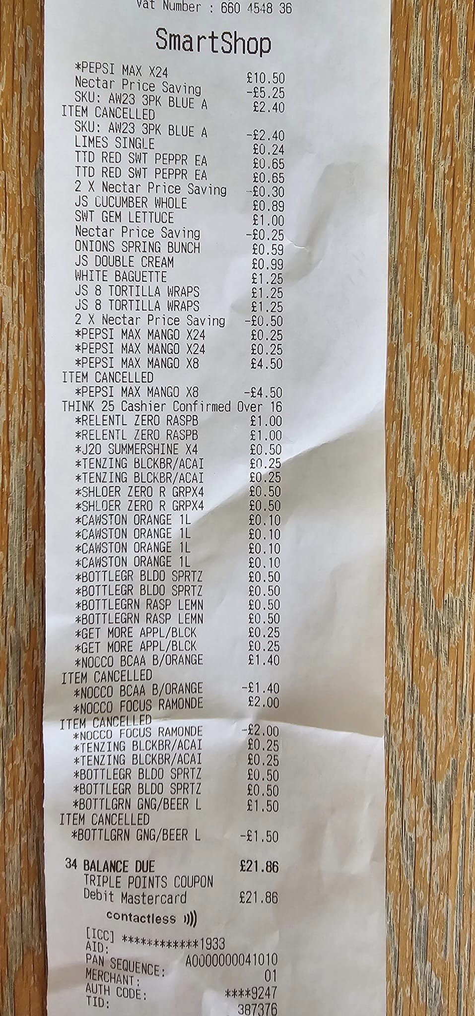 The Facebook user also shared a snap of the receipt