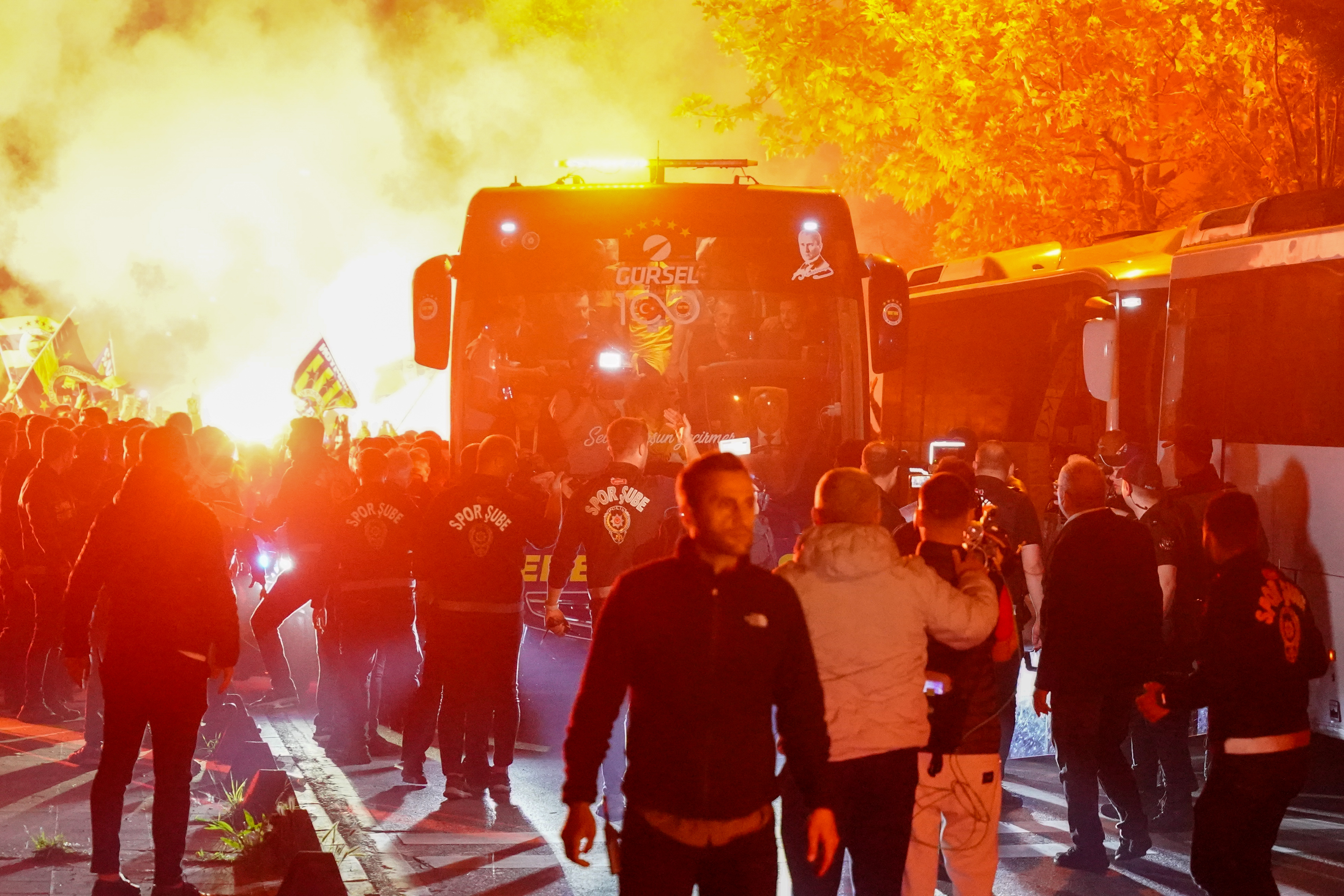 Their team bus was met by an astonishing welcome