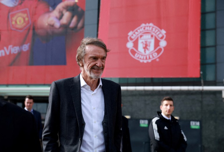 Sir Jim Ratcliffe outside Old Trafford