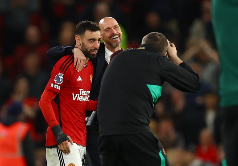 Bruno Fernandes and Erik ten Hag