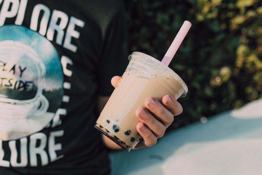 A cup of bubble tea.