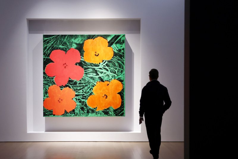 Flowers by Andy Warhol is on display at Christie's Spring 20/21 Marquee Week press preview on Friday, May 3, 2024 in New York City. Photo by John Angelillo/UPI